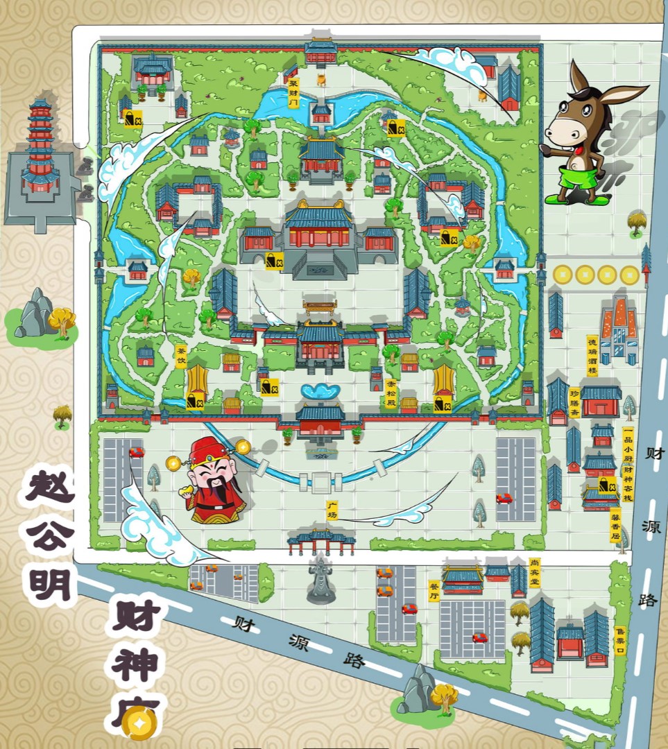 桦川寺庙类手绘地图